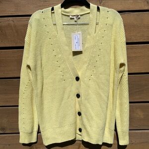 NWT Mystree Slit shoulder button down long sleeve cardigan, sz Small (oversized)